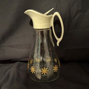 Vintage Glass Pitcher with Cream Lid